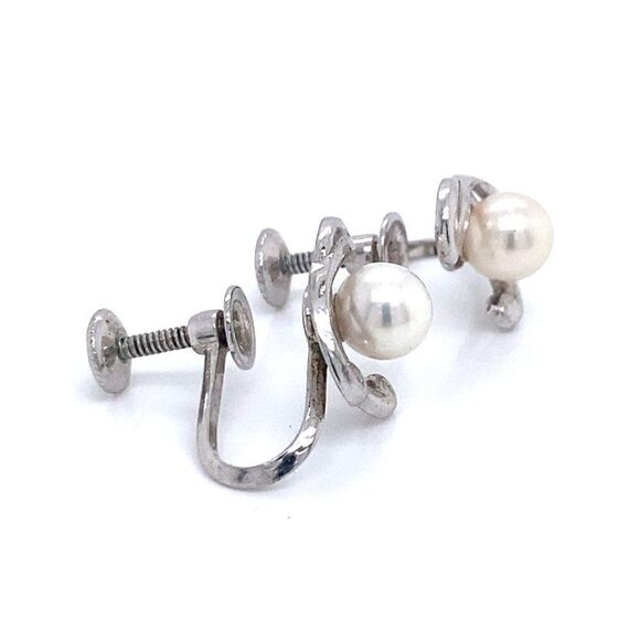 Mikimoto Estate Akoya Pearl Clip On Earrings Sterling Silver 6mm 3.53 Grams M173 - Picture 7 of 15